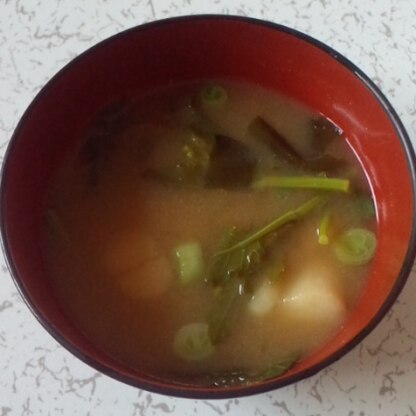 朝食にお麩も一緒に入れて作りました♪菜の花を食べると春を実感して美味しいですよね＾＾
ご馳走様でした～